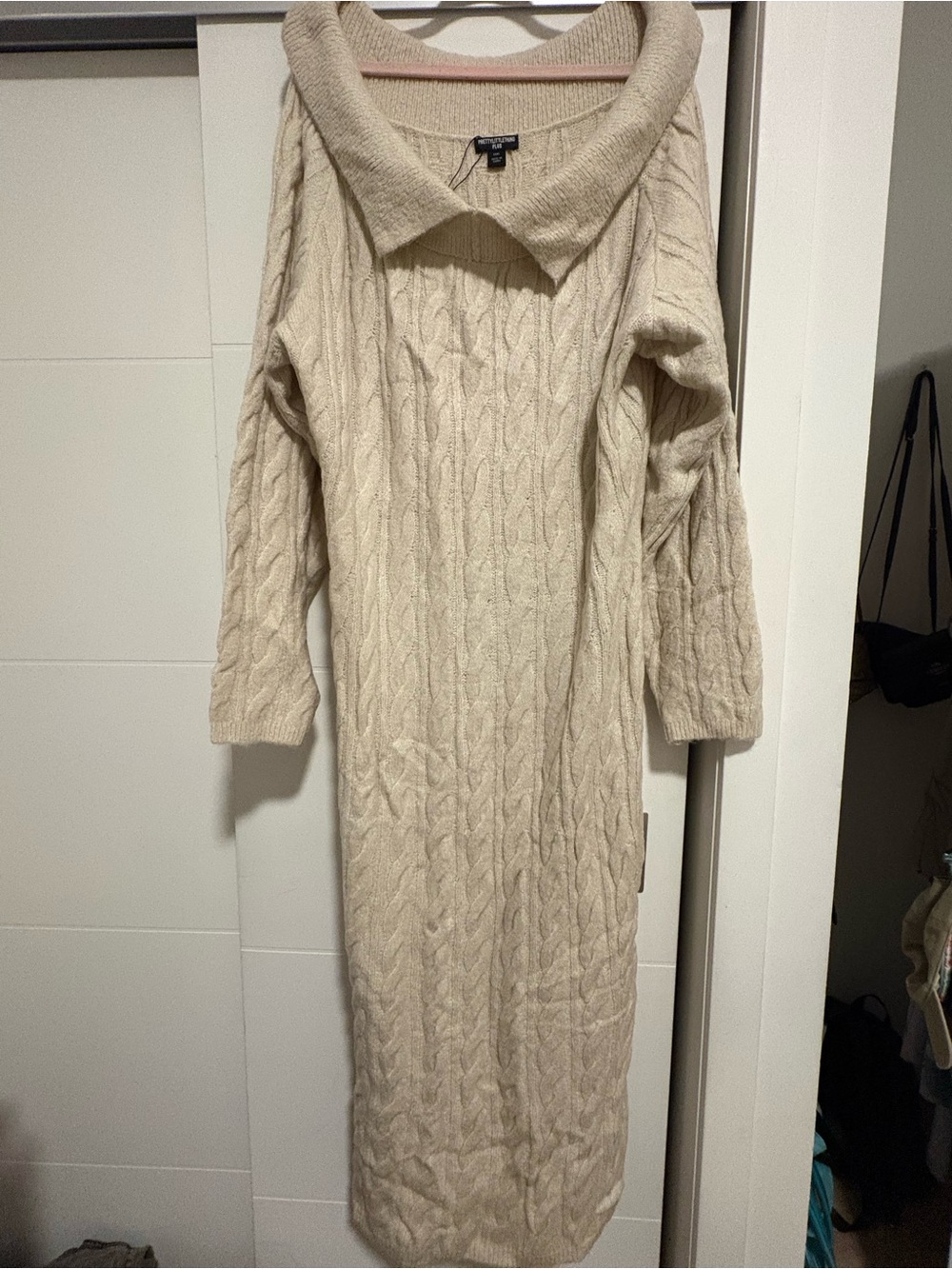 PrettyLittleThing Cream Cable Knit Maxi Sweater Dress